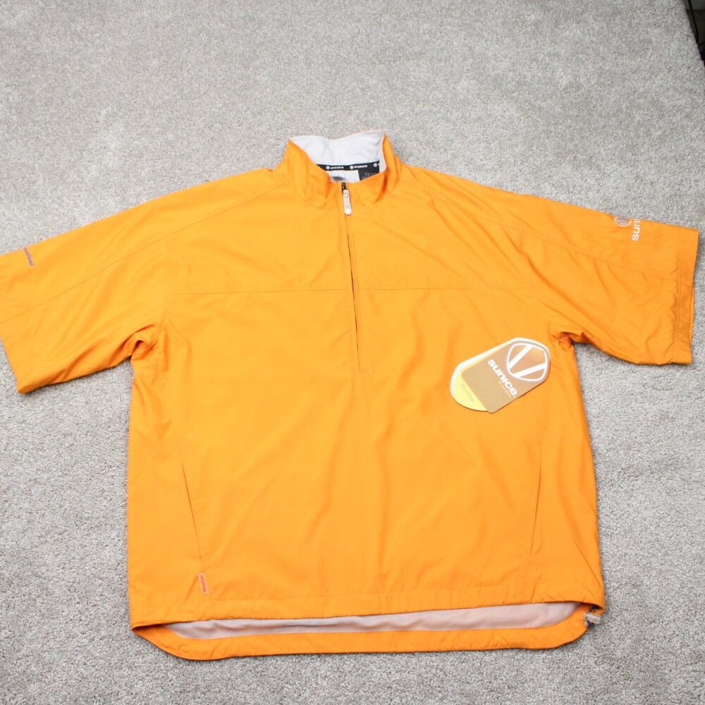 Sunice Golf Jacket NWT Mens‎ Large Orange Lucknow 1/2 Zip Windshirt Short Sleeve